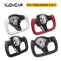 For Tesla Model 3 Model Y 350mm Yoke Steering Wheel Personalized Racing Car Handle Leather Carbon Fiber Model Y 3 2017-2024