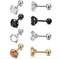 bingo ashion Stainless Steel Ear Stud Zircon Earrings