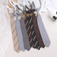 Lazy JK Ties Women Striped Linen Neck Tie Girls Japanese Style for Jk Uniform Cute Necktie Shirt School Accessories