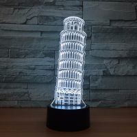 Tower of Pisa 3D Night Light Hologram LED Light USB Decorative Torre pendente di Pisa Table Lamp Home Deco Gift For Friends Kids