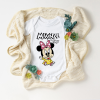 Lovely Baby Clothes Short Sleeve White O-neck Soft Baby Girl Romper Mini Mouse Print Kawaii Bodysuit For Newborn