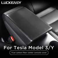 For Tesla Model 3 Interior Modification Accessories Model3 Model Y 2017-2023 Central Control Real Carbon Fiber Armrest Box Cover