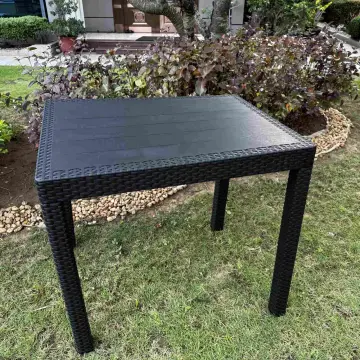 Black rattan dining online table only