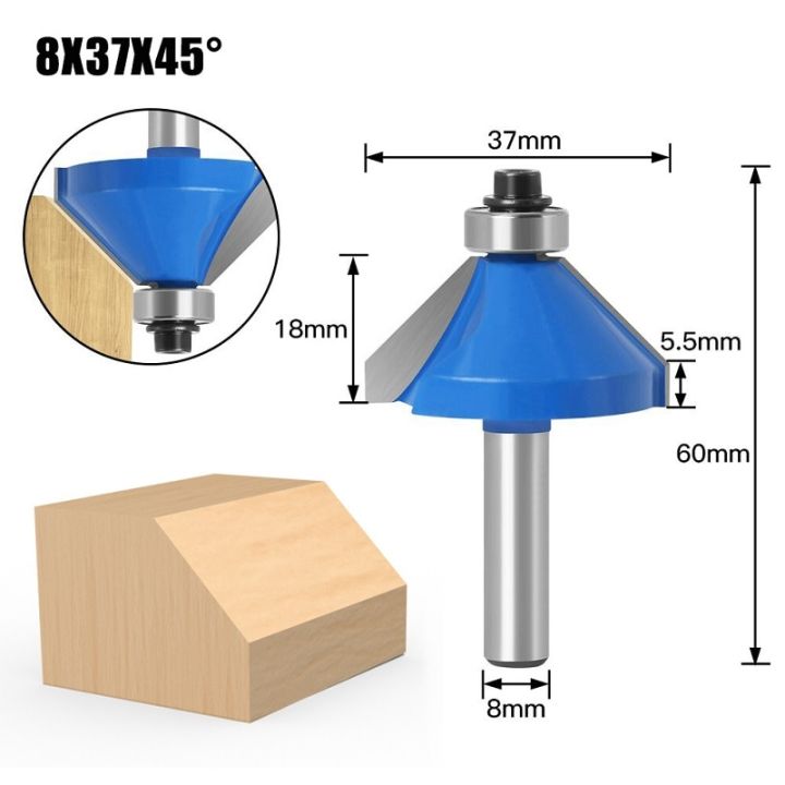 1pc-8mm-shank-45-องศาขอบลบมุมเราเตอร์บิตพร้อมแบริ่งตัดแต่งงานไม้กัดตัดไม้เครื่องมือตัดไม้