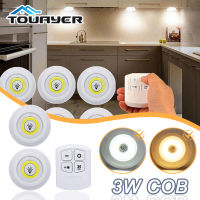 Super Bright 3W COB Under Cabinet Light LED Wireless Remote Control Dimmable Wardrobe Night Lamp Home Bedroom Kitchen Nightlights