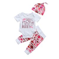 Citgeett Summer 3PCS Newborn Baby Girl Short Sleeve Top Romper Bodysuit Floral Pants Leggings Hat Outfits Clothes Set  by Hs2023