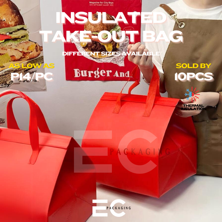 EC 5/10 Pcs Black Thermal Insulated TakeAway Bag Ice cream/Milk tea