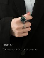 ❀❀ and Korean ins non-mechanical mini hip-hop ring watch green creative niche finger quartz