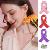 Breast Cancer Awareness enamel Lapel Pin Pink Ribbon Glitter Filled Women 39;s Brooches Pins 3 Colors wholesale Fundraisers Events