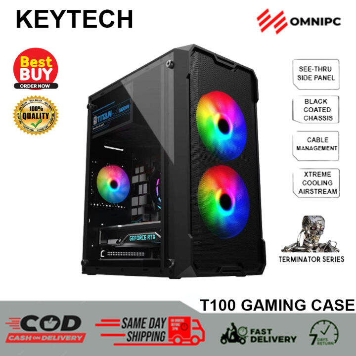 OMNIPC KEYTECH T100 TEMPERED GLASS Side MESH Front panel, Gaming PC