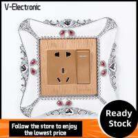 V-ELECTRONIC สร้างสรรค์และสร้างสรรค์ ห้องนั่งเล่นในห้องนั่งเล่น ของตกแต่งบ้าน พลาสติกทำจากพลาสติก ฝาครอบสวิตช์ไฟเดี่ยว สติ๊กเกอร์ติดผนัง กรอบล้อมรอบซ็อกเก็ต ของตกแต่งขอบปลั๊กสีเงิน