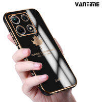 Vantime สำหรับ Infinix Note 30 Pro 4G เคส 6D ชุบใบเมเปิ้ลป้องกันกล้องกรอบสี่เหลี่ยมกันกระแทกฝาหลังแบบอ่อน