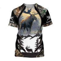 Camo Hunting Animals Deer elk 3D T-shirt Summer Casual Men T shirts for Men Fashion Streetwear Women Pullover Short Sleeve Tops