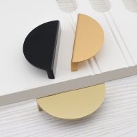 ❄۩ Nordic Brass Semicircle Cabinet Drawer Handle Half Moon Wardrobe Decoration Pulls Aluminum Furniture Knob Luxury FurniturePull