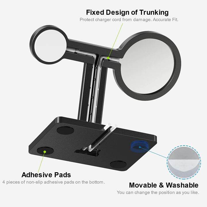 ewa-2-in-1ที่ชาร์จแบบไร้สายขาตั้งที่วางโทรศัพท์อะลูมิเนียมอัลลอยใช้ได้กับ13-12-pro-max-mini-เหมาะสำหรับ-apple-watch-3-4-5-6