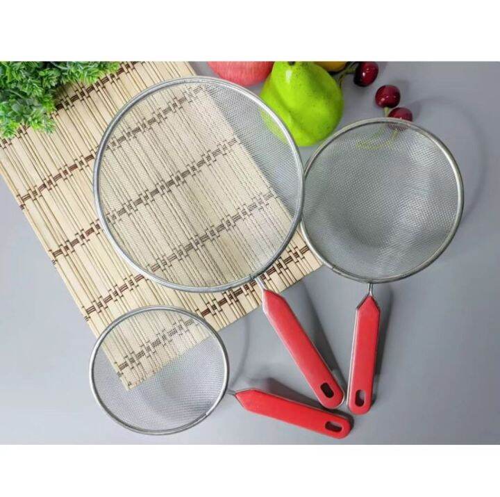 Stainless Steel Fine Mesh Strainer Red Handle Basket Kitchen Strainers