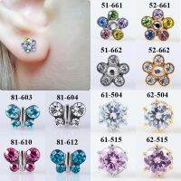 【LZ】☜  BOG-Aço Cirúrgico Zircão Ear Stud Ear Studs Tragus Cartilagem Piercing Jóias Margarida Arco-íris Flor Borboleta 20g Par