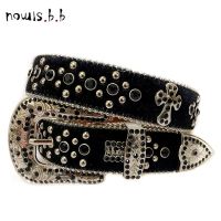 2 NOWISBB Luxury Strap Diamond Belt Western Crystal Studded Belt Cowgirl Cowboy Rhinestone Belt For Women Men Jean Cinto De Strass