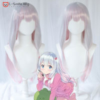 อะนิเมะ EROMANGA SENSEI Play Izumi Sagiri คอสเพลย์วิกผมยาวสีเทา Gradient สีชมพูทนความร้อนผมฮาโลวีน Wigs หมวกวิกผม