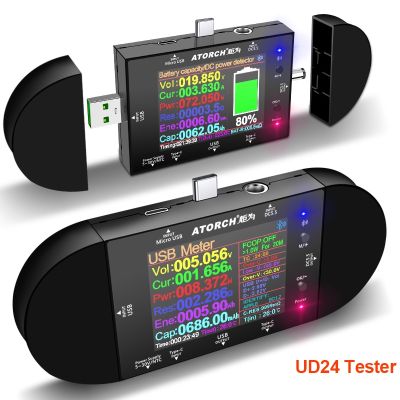 【jw】❈✤ UD24 DC5.5 USB tester Type-C 2.4 inch digital voltmeter ammeter power bank voltage detector volt electric meter