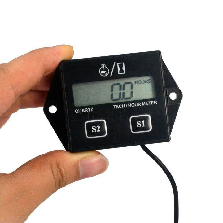 Digital Engine Tach Hour Meter Tachometer Gauge Engine RPM LCD Display