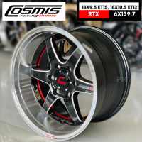 ล้อแม็กขอบ 18x9.5 ET15, 18x10.5 ET12 6รูx139.7 CB106 ??ยี่ห้อ Cosmis รุ่น RTX(YA9997) สีดำ+ท้องแดง ?(ราคาต่อ1วง)?( ขายยกชุด 4 วง) รับประกันโครงสร้าง6ปี