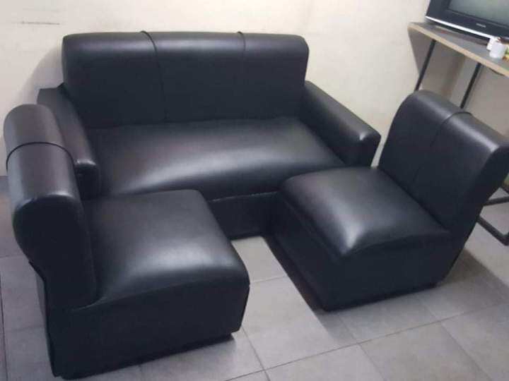 SALA SET BLACK LEATHER Lazada PH