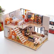 Assemble DIY Wooden House Dollhouse kit Wooden Miniature Doll Houses