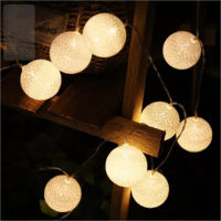 White Cotton Balls Battery Power Led String Light,3M 20 Leds Ball String Party Lights,HomePatioRomantic Wedding Xmas Decor