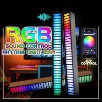 RGB แถบไฟ LED เพลงกระบะควบคุมแสงเสียงไฟกลางคืนสร้างบรรยากาศโคมไฟแวดล้อมจังหวะสำหรับจอทีวีติดรถเกมคอมพิวเตอร์เดสก์ท็อป