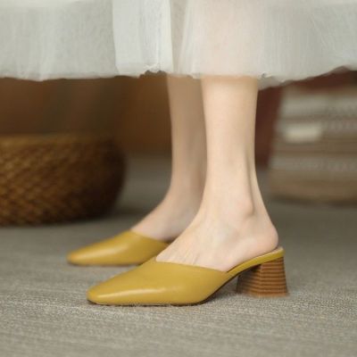 Huilm รองเท้าส้นสูงผู้หญิงส้นสูง5ซม.,2023รองเท้าเปิดส้นสไตล์เกาหลีส้นสูงส้นสูงแบบใหม่