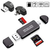 【เชอร์อิเล็กทรอนิกส์】3in 1 USB 2.0ประเภท C ไมโคร USB USB การ์ดรีดเดอร์ SD ไมโคร SD TF OTG สำหรับ Samsung สำหรับ Huawei สมาร์ทโฟนแอนดรอยด์คอมพิวเตอร์แล็ปท็อปแท็บเล็ตพีซี