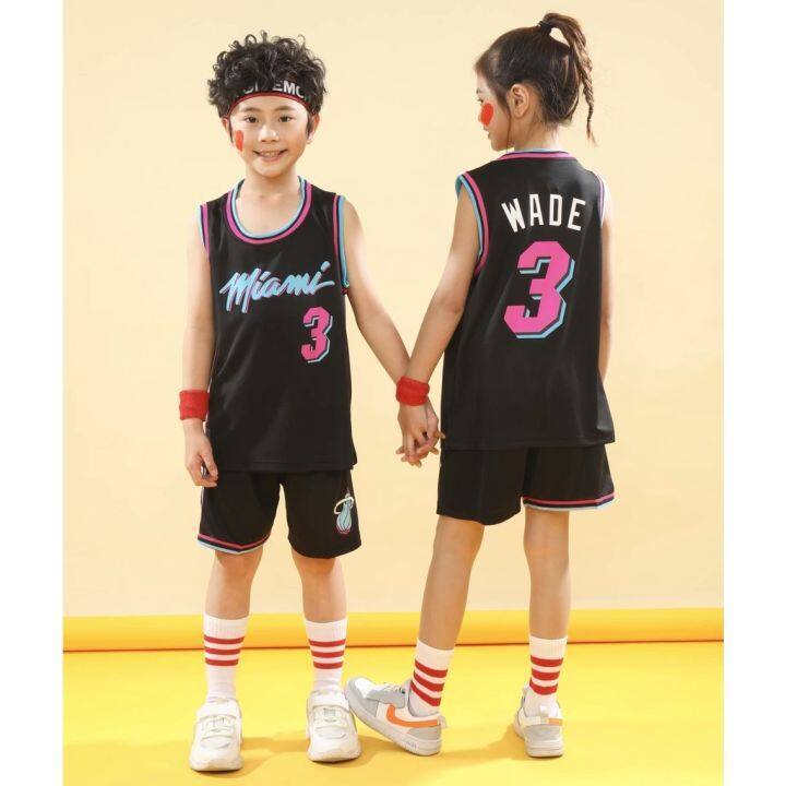 dwyane-wade-3-jersey-kids-city-version-nba-miami-heat-jersey-children-basketball-suit