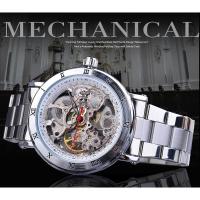 ZZOOI Forsining Transparent Skeleton Dial Automatic Watch Roman Numerals Silver Stainless Steel Men Waterproof Sport Mechanical Watch