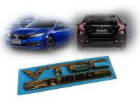 แผ่นป้าย โลโก้ Vtec Turbo สีทอง 1 ชุด สำหรับรถ civic 2016-2018 คุณภาพดี**มาร้านนี่จบในที่เดียว**