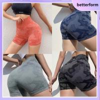 BETTERFORM ผ้าผ้าทอ กางเกงขาสั้นลายพราง เสื้อผ้าสำหรับโยคะ เอวสูงเอว กางเกงกีฬาขาสั้น ฤดูร้อนฤดูร้อนฤดูร้อน การปั่นจักรยาน กางเกงขาสั้นสำหรับออกกำลังกาย สำหรับผู้หญิง