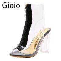 Gioio Semi transparent Martin boots new simple perspective of summer fashion short boots thin cool boots womens zipper shoes