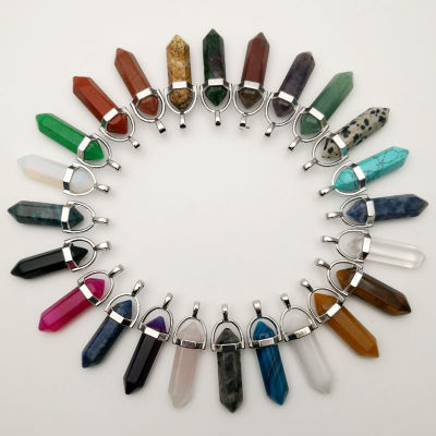 fashion natural stone pendulum Pendants &amp; necklaces for Jewelry making mixed charm Point trendy pendants 36pcslot wholesale