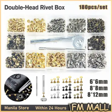 Rivets for Leather, 300 Sets Double Cap Rivets 3 Sizes 3 Colors and 4  Fixing Tools DIY Leather Craft Clothes Bags 