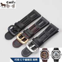 suitable for SEVENFRIDAY Leather strap leather chain strap pin buckle 28mm black male