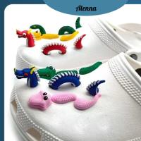 ALENNA คลิปหัวเข็มขัดตกแต่งสำหรับ3D,ของตกแต่งแบบ DIY สำหรับรองเท้าแตะรองเท้าตกแต่งรองเท้าของขวัญรองเท้าลายหนังงูจระเข้มังกรนำโชคสำหรับรองเท้า Crocs