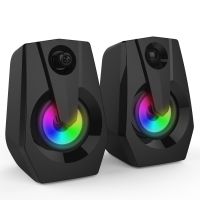 Computer Speakers with Subwoofer LED Colorful Lighting For PC Desktop Smartphone Laptop Home Theater System USB Wired SoundBox