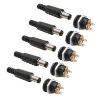 5Pairs DC-022 5.5x2.1mm DC Connector Plastic DC Power Supply Male Plug Female Jack Socket Panel Mount Adapter 12V 3A 5.5*2.1mm  Wires Leads Adapters