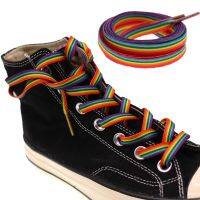 1Pair Rainbow Shoelace Gradient Color Low-cut High Top Canvas Shoes Laces Boot Strings Rainbow Personalized Printing Shoelaces