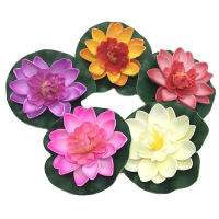 LIANGZHOU 5pcs เทียมน้ำลอย EVA Lotus ดอกไม้บ่อตกแต่งถังพืชเครื่องประดับ