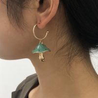 Creative Design Small Mushroom Oil Dripping Earrings Colorful Oil Dripping Mushroom Earrings High Sense Fashion Jewelry Earrings