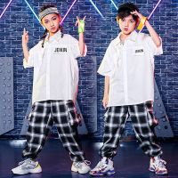 [COD] Boys hip-hop suit summer childrens handsome short-sleeved trendy clothes hiphop girls white catwalk show