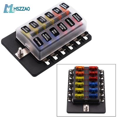 PC waterproof Automotive 1 in 12-way Fuse Box Holder 5A 10A 15A 20A Fuses Spade For cars, SUV, RV, buses, yachts, boats, etc.