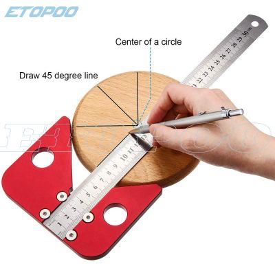 45 degree angle round center line scribe wood ruled carpenter round heart ruler layout gauge woodworking DIY tool