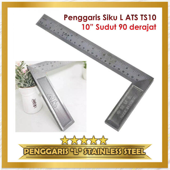 Penggaris Siku Tukang 10 Inchi Garisan L 90 Derajat 25 Cm Penggaris ...